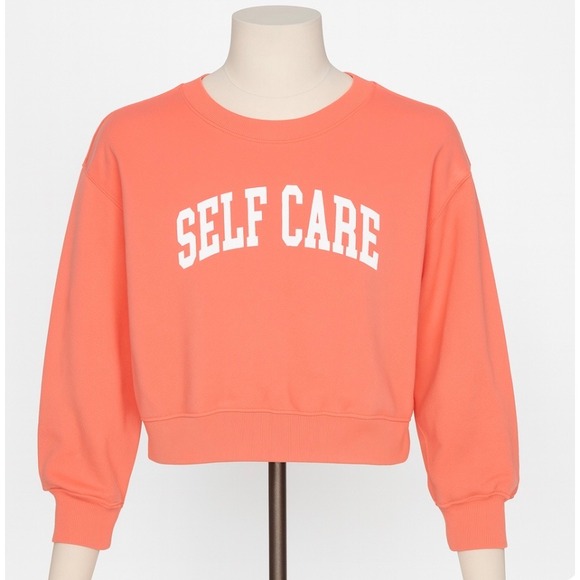 Old Navy Tops - Old Navy Self Care Sweatshirt Womens Small Coral Pink Cropped Pullover Crewneck